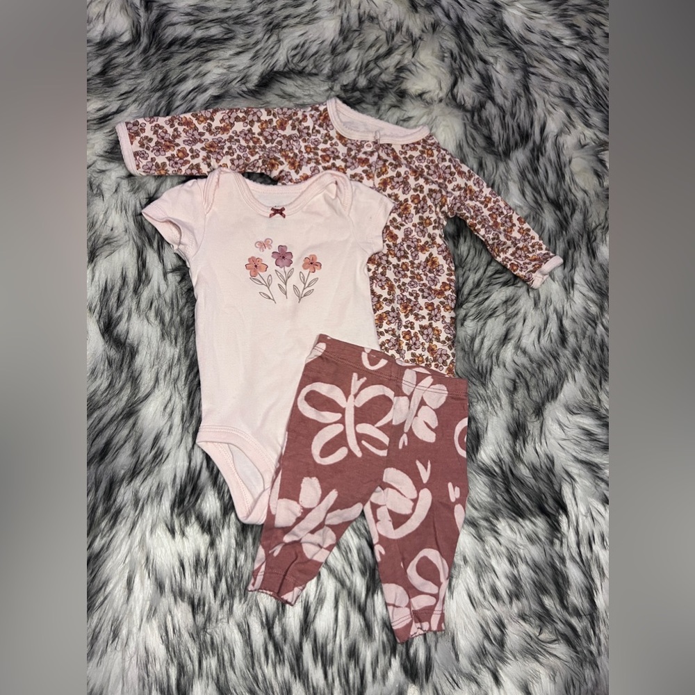 Carters Cute Floral Matching Set with Pajamas 3M